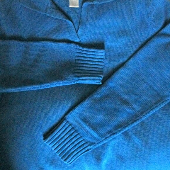 100% Cotton Cerulean Blue Collar Pullover Sweater - Picture 5 of 10